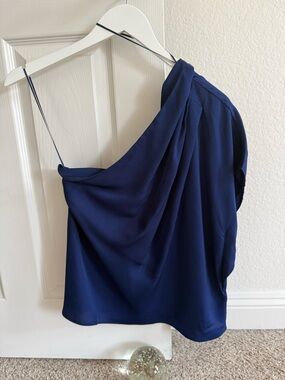 Banana Republic Navy One-Shoulder Draped Blouse - Size Small - NWT!